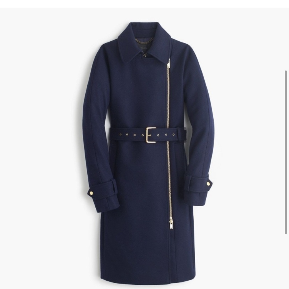 J. Crew Belted Melton Wool Coat in Navy size 0